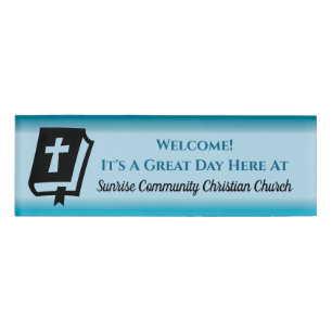 Moderne Christliche Kirche Greeter Usher Gradient Namenschild