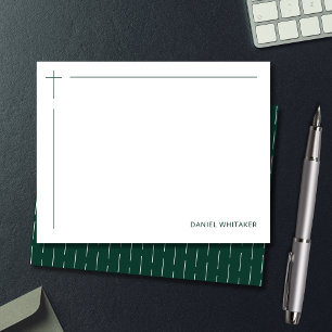 Moderne christliche Kreuz-Monogramm-Minimal Grün Mitteilungskarte