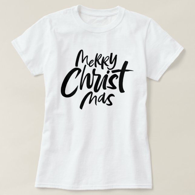 Moderne Christliche Weihnachtsbriefe Religiös T-Shirt (Design vorne)