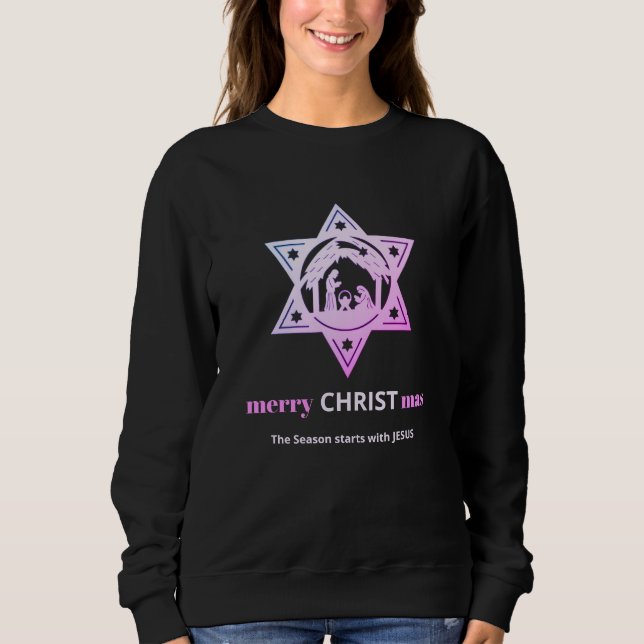 Moderne Christliche Weihnachtskrippen Sweatshirt (Vorderseite)