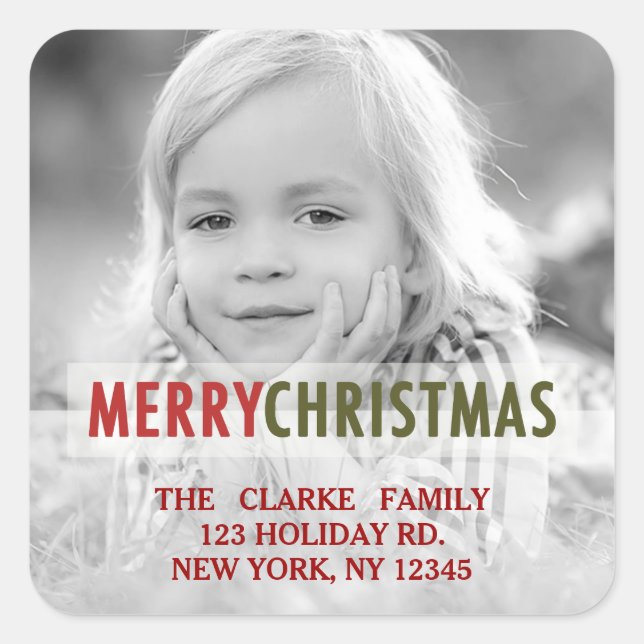 MODERNE CHRISTMAS | FERIENWOHNUNG FOTO RÜCKSENDEAD QUADRATISCHER AUFKLEBER (Vorderseite)