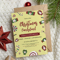 Moderne Christmast Candyland-Party Einladung