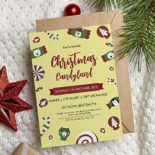 Moderne Christmast Candyland-Party Einladung