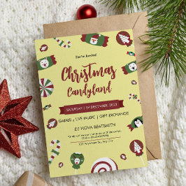 Moderne Christmast Candyland-Party Einladung