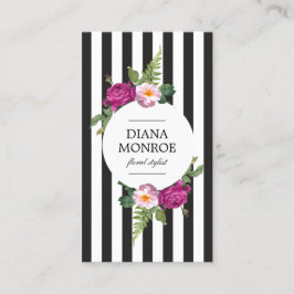 Moderne Circle Floral Wraath Strip Business Card Visitenkarte