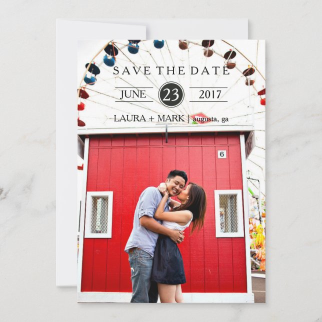 Moderne Circle Foto Save the Date Card (Vorderseite)