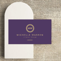 Moderne Circle Monogram Initialen auf Royal Lila