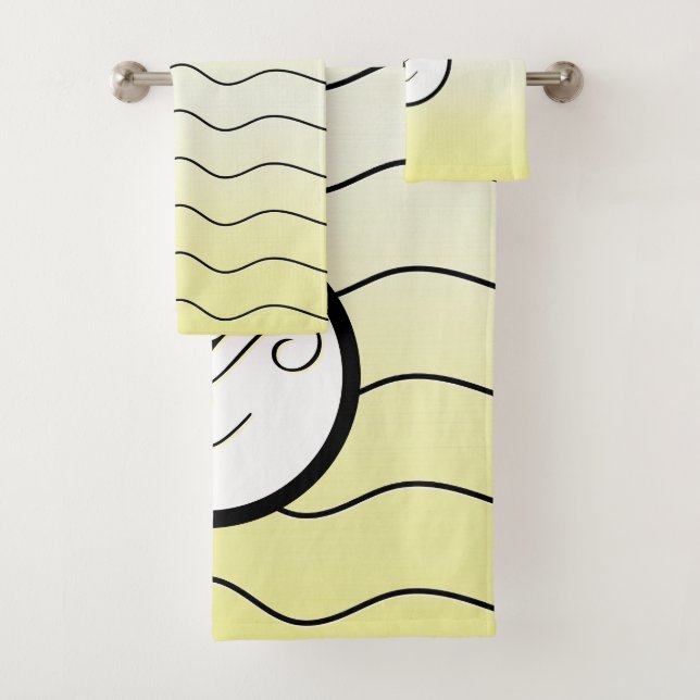 Moderne Citrus Buttermint Gelb Schwarze Initiale Badhandtuch Set (Insitu)