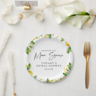 Moderne Citrus-Limonen-Brautparty Pappteller