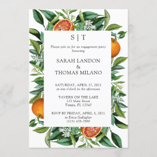 Moderne Citrus Orange Foliage Party Einladung