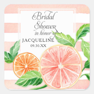 Moderne Citrus-Rosa-Grapefruit-Orange-Brautjungfer Quadratischer Aufkleber