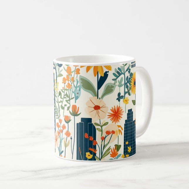 Moderne City-Wildblumen - Kernnetz #9 Kaffeetasse (VorderseiteRechts)