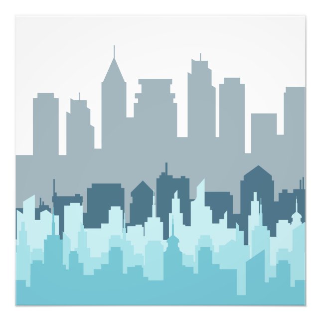 Moderne Cityscape Pixel Art - Urban Skyline Design Fotodruck (Vorne)