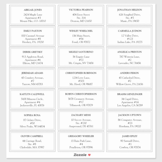 Moderne Classic-Gästetiketten Aufkleber (Blatt)