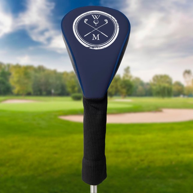 Moderne Classic Monogram Initials Navy Blue Golf Headcover (Von Creator hochgeladen)
