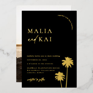 Moderne Coastal Chic Hochzeit Folieneinladung