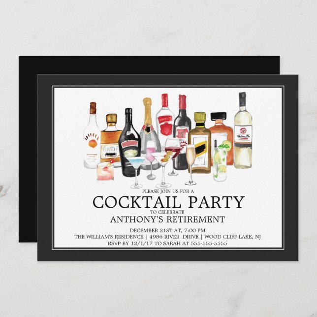 Moderne Cocktail-Party Einladung (Vorne/Hinten)