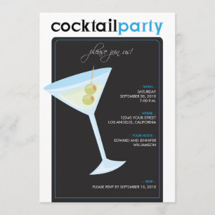 Moderne Cocktail-Party Einladung (Aqua)