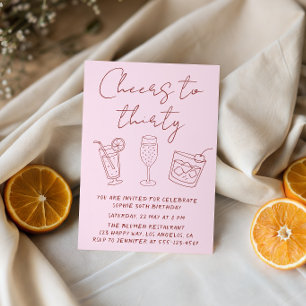 Moderne Cocktail-Rosa Cheers zum Dreißigsten Gebur Einladung