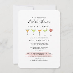 Moderne Cocktail-Schriftzug Brautparty Einladung