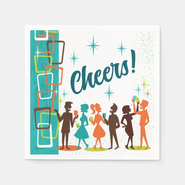 Moderne Cocktailpartei Mitte des Jahrhunderts Serviette (Vorderseite)