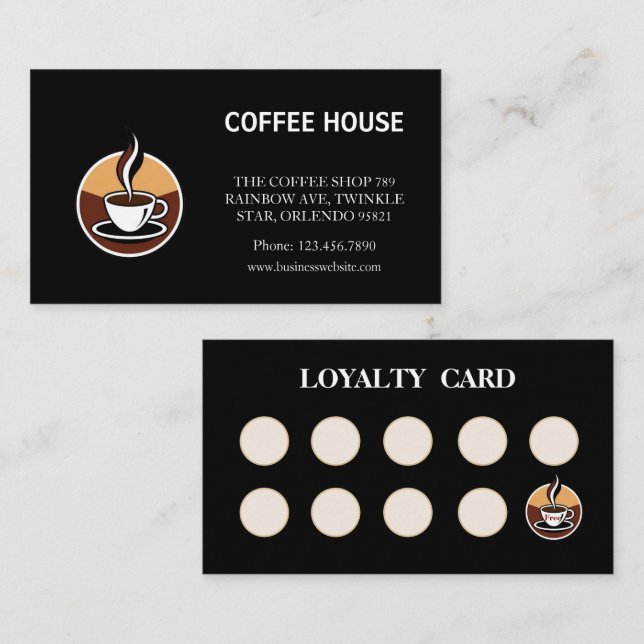Moderne Coffee Calkboard gefaltete Briefmarke Visitenkarte (Vorne/Hinten)