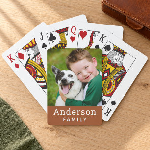 Moderne Cognac-Familienname-Foto Spielkarten