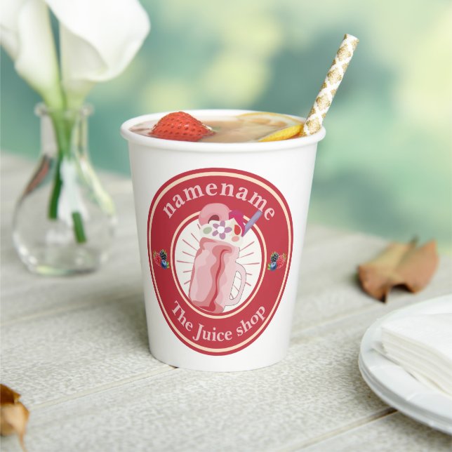 Moderne Cold Smoothies Fruchtsaftwerkstatt Name Pappbecher (In Situ)