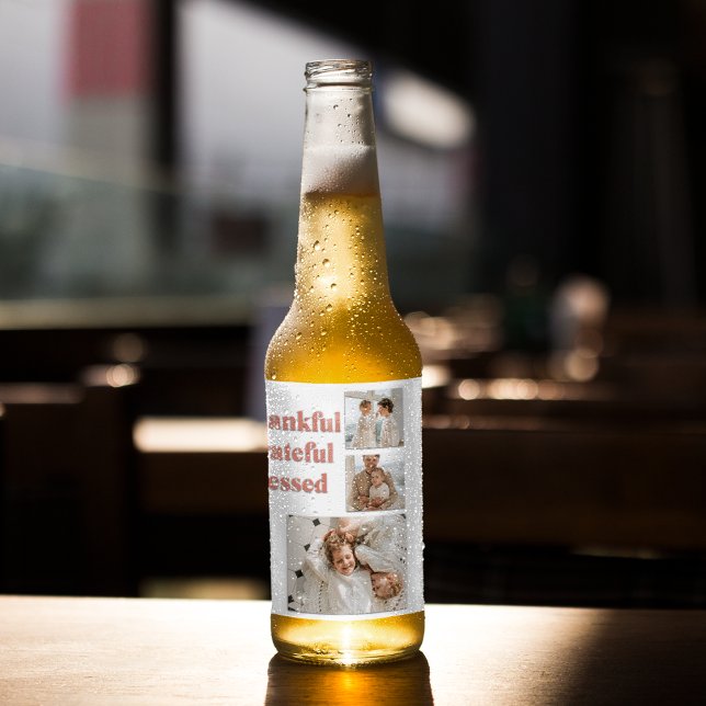 Moderne Collage Drei Foto | Glückliches Erntedankf Bierflaschenetikett (Von Creator hochgeladen)