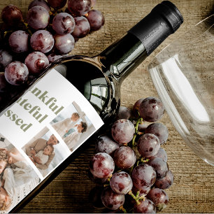 Moderne Collage Drei Foto Glückliches Erntedankf Weinetikett