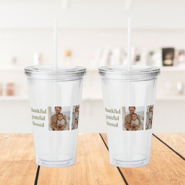 Moderne Collage Drei Foto | Happy Thanksgiving AG Acryltrinkbecher (Von Creator hochgeladen)