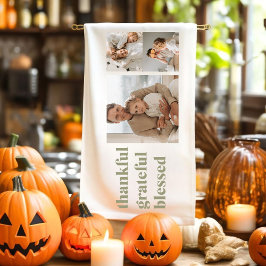 Moderne Collage Drei Foto | Happy Thanksgiving Ki Geschirrtuch