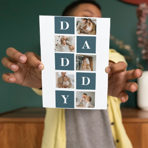 Moderne Collage Fathers Foto & Green Daddy Geschen Dankeskarte