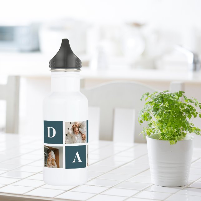 Moderne Collage Fathers Foto & Green Daddy Geschen Edelstahlflasche (Von Creator hochgeladen)