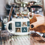 Moderne Collage Fathers Foto & Green Daddy Geschen Espressotasse<br><div class="desc">Ein modernes Collage Vthers Foto ist ein personalisiertes Geschenk, das mehrere Fotos einer Vater- oder Vaterfigur kreativ und stilvoll kombiniert. Es beinhaltet die Auswahl mehrerer bedeutender Bilder und deren Anordnung in einem Collage-Format, oft mit überlappenden oder rasterähnlichen Designs. Die Fotos können verschiedene Momente oder Erinnerungen, wie Familienferien, besondere Anlässe oder...</div>