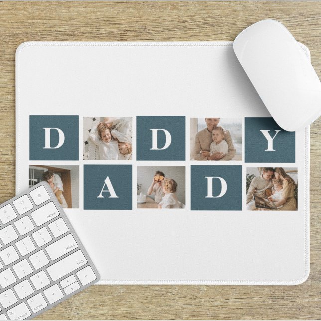 Moderne Collage Fathers Foto & Green Daddy Geschen Mousepad (Von Creator hochgeladen)
