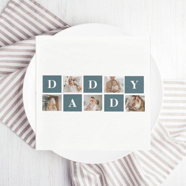 Moderne Collage Fathers Foto & Green Daddy Geschen Serviette (Von Creator hochgeladen)
