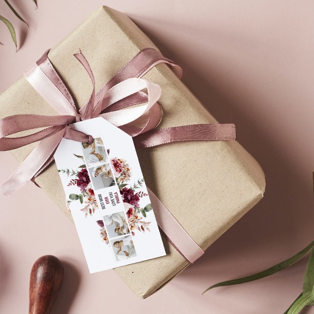 Moderne Collage Foto-Blume geben den Rahmen für be Geschenkanhänger (Von Creator hochgeladen)