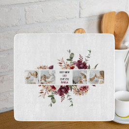 Moderne Collage Foto-Blume geben den Rahmen für be Schneidebrett