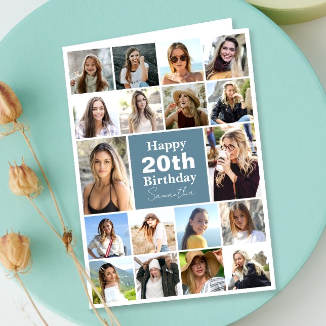 Moderne Collage | Foto Jedes Alter Geburtsdatum Karte (Personalize the collage birthday greeting card to create a special keepsake for your loved one!)