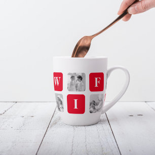 Moderne Collage Foto & rotes Geschenk für liebevol Milchtasse