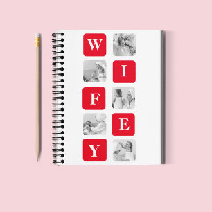 Moderne Collage Foto & rotes Geschenk für liebevol Notizblock