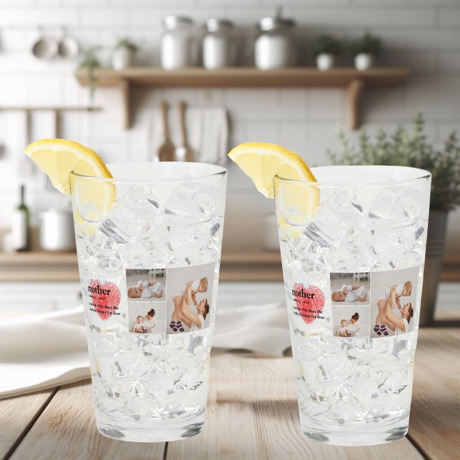 Moderne Collage Foto & Rotes Herz Mutter Geschenk Glas (Von Creator hochgeladen)