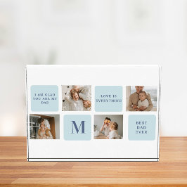 Moderne Collage Fotos Blue Best Fathers Geschenk