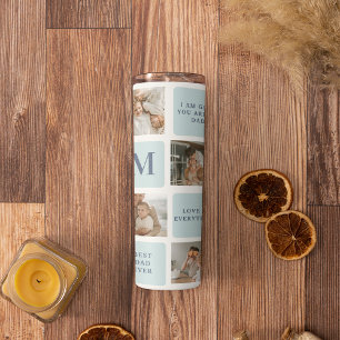 Moderne Collage Fotos Blue Best Fathers Geschenk Thermosbecher