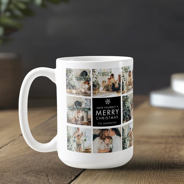 Moderne Collage „Frohe Weihnachten“ Multi-Foto | Kaffeetasse (Von Creator hochgeladen)