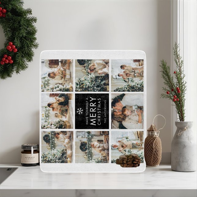 Moderne Collage „Frohe Weihnachten“ Multi-Foto Schneidebrett (Von Creator hochgeladen)