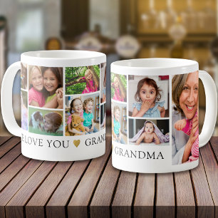 Moderne Collage mit 9 Fotos Wir lieben dich Oma   Kaffeetasse