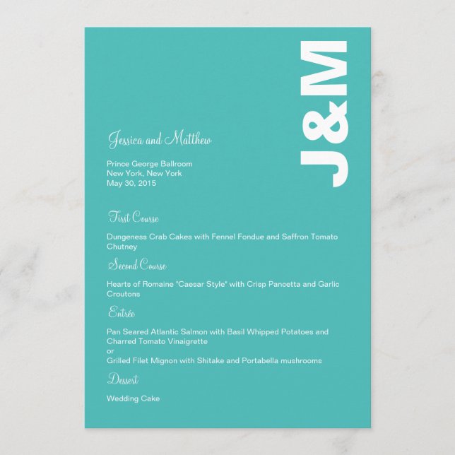 Moderne Colors Wedding Menu Card Menükarte (Vorderseite)