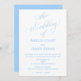 Moderne Columbia Blue and White Simple Wedding Einladung